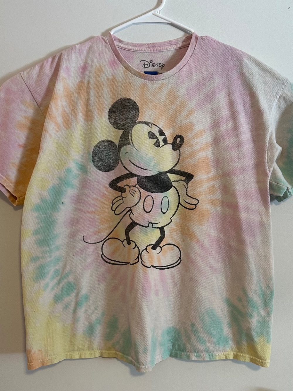 Mickey Mouse Retro Disney Graphic Print T-Shirt Tie Dye XL Pink Y2K Short Sleeve